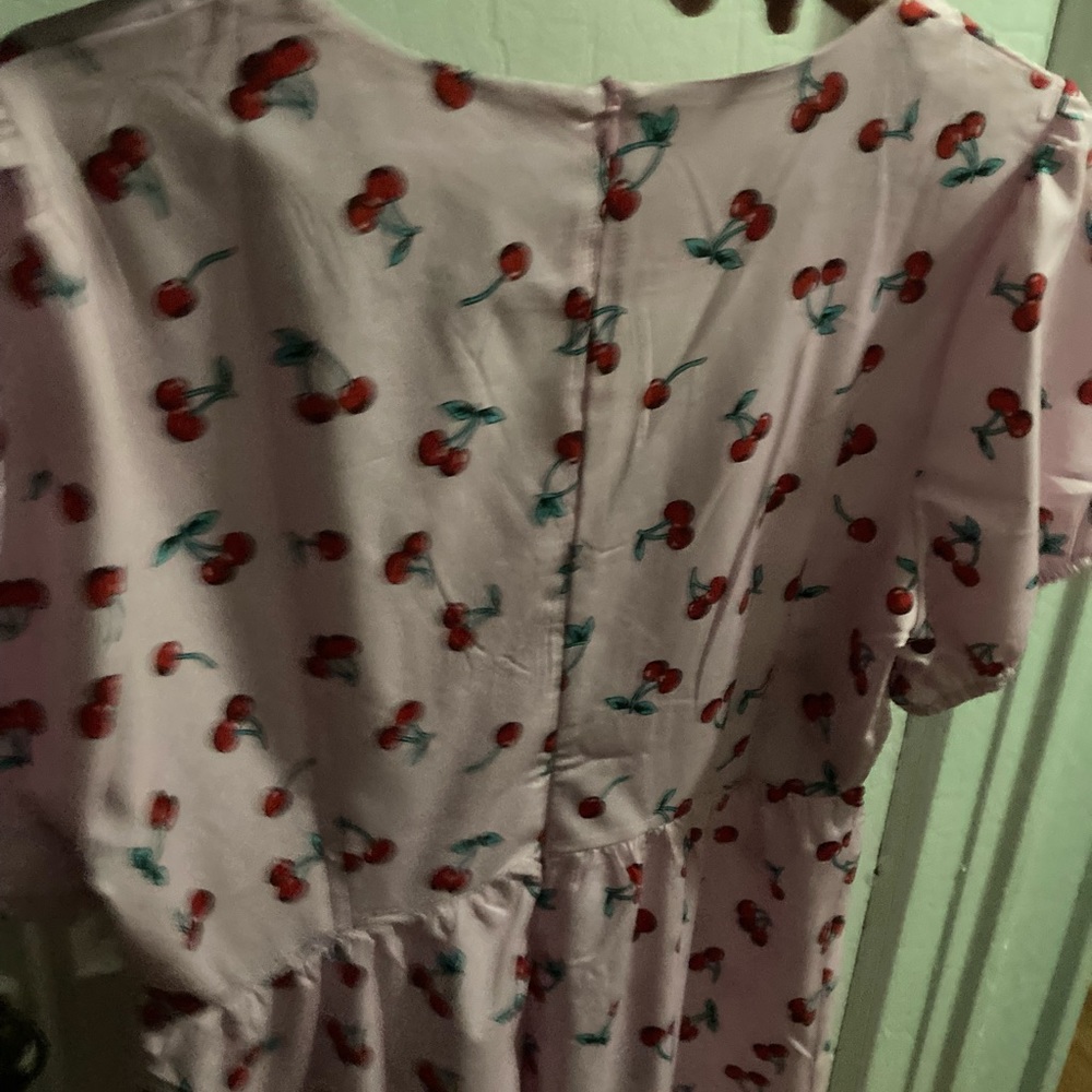 Retro pink cherry midi dress